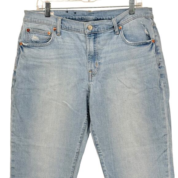 Gap Women's Jeans Girlfriend SZ 14 / 32 Mid Rise Raw Hem Plus Blue - Picture 11 of 13